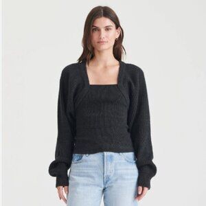 NAADAM Fisherman Layered Look Wool & Cashmere Sweater Smoke Gray Size Small